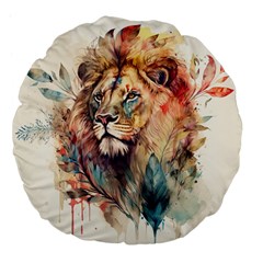 Lion Africa African Art Large 18  Premium Flano Round Cushions by Mog4mog4