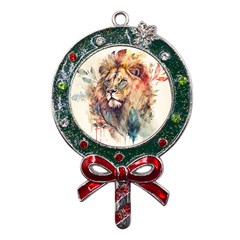 Lion Africa African Art Metal X mas Lollipop With Crystal Ornament