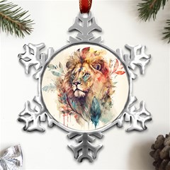 Lion Africa African Art Metal Small Snowflake Ornament by Mog4mog4