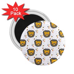 Lion Heads Pattern Design Doodle 2 25  Magnets (10 Pack)  by Mog4mog4