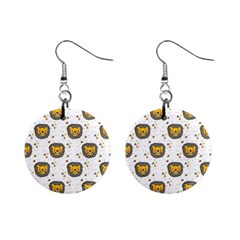 Lion Heads Pattern Design Doodle Mini Button Earrings by Mog4mog4