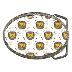 Lion Heads Pattern Design Doodle Belt Buckles by Mog4mog4