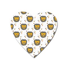 Lion Heads Pattern Design Doodle Heart Magnet by Mog4mog4