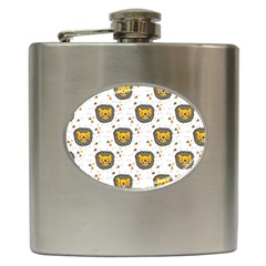 Lion Heads Pattern Design Doodle Hip Flask (6 Oz) by Mog4mog4