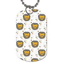 Lion Heads Pattern Design Doodle Dog Tag (two Sides) by Mog4mog4