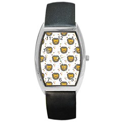 Lion Heads Pattern Design Doodle Barrel Style Metal Watch by Mog4mog4