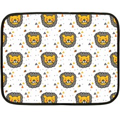 Lion Heads Pattern Design Doodle Two Sides Fleece Blanket (mini) by Mog4mog4