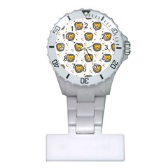 Lion Heads Pattern Design Doodle Plastic Nurses Watch by Mog4mog4