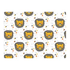 Lion Heads Pattern Design Doodle Two Sides Premium Plush Fleece Blanket (mini) by Mog4mog4