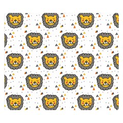 Lion Heads Pattern Design Doodle Two Sides Premium Plush Fleece Blanket (small) by Mog4mog4