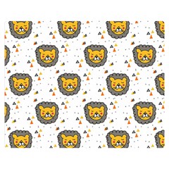 Lion Heads Pattern Design Doodle Two Sides Premium Plush Fleece Blanket (medium) by Mog4mog4