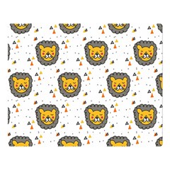 Lion Heads Pattern Design Doodle Two Sides Premium Plush Fleece Blanket (large) by Mog4mog4