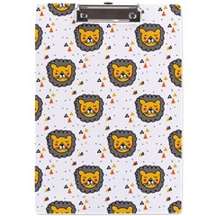 Lion Heads Pattern Design Doodle A4 Acrylic Clipboard by Mog4mog4