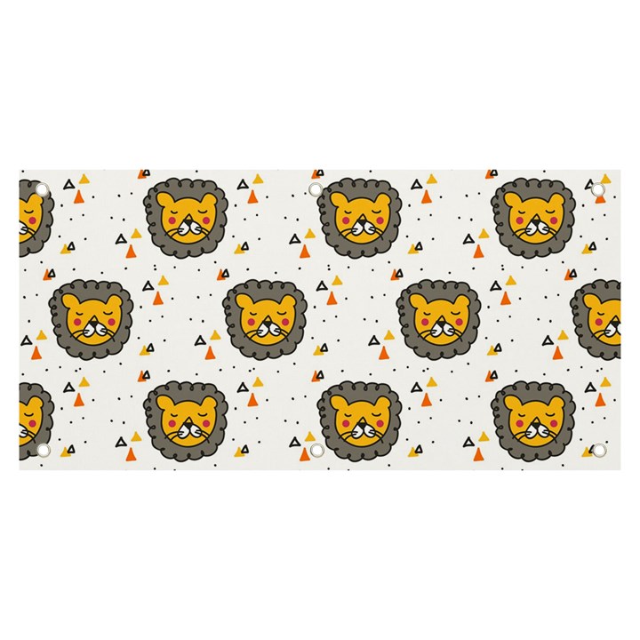 Lion Heads Pattern Design Doodle Banner and Sign 6  x 3 