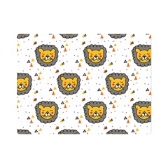 Lion Heads Pattern Design Doodle Premium Plush Fleece Blanket (mini) by Mog4mog4