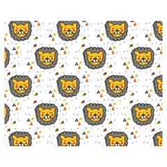 Lion Heads Pattern Design Doodle Premium Plush Fleece Blanket (medium) by Mog4mog4