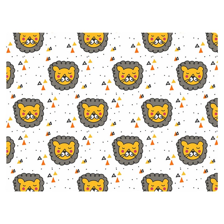 Lion Heads Pattern Design Doodle Two Sides Premium Plush Fleece Blanket (Extra Small)