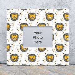 Lion Heads Pattern Design Doodle White Wall Photo Frame 5  X 7  by Mog4mog4