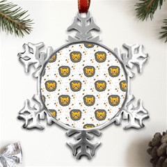 Lion Heads Pattern Design Doodle Metal Small Snowflake Ornament by Mog4mog4