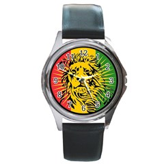 Lion Head Africa Rasta Round Metal Watch by Mog4mog4