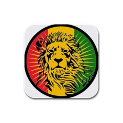 Lion Head Africa Rasta Rubber Square Coaster (4 Pack) by Mog4mog4