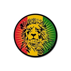 Lion Head Africa Rasta Rubber Coaster (round) by Mog4mog4