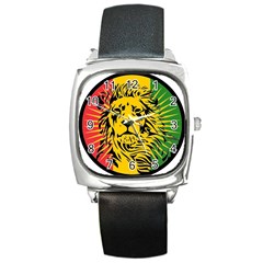 Lion Head Africa Rasta Square Metal Watch by Mog4mog4