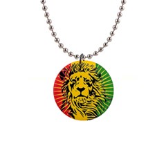 Lion Head Africa Rasta 1  Button Necklace by Mog4mog4