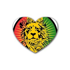 Lion Head Africa Rasta Rubber Heart Coaster (4 Pack) by Mog4mog4