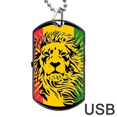 Lion Head Africa Rasta Dog Tag Usb Flash (two Sides) by Mog4mog4