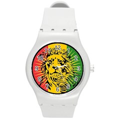 Lion Head Africa Rasta Round Plastic Sport Watch (m) by Mog4mog4