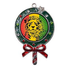 Lion Head Africa Rasta Metal X mas Lollipop With Crystal Ornament