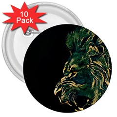 Angry Male Lion 3  Buttons (10 Pack)  by Mog4mog4