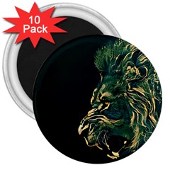 Angry Male Lion 3  Magnets (10 Pack) 