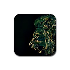 Angry Male Lion Rubber Coaster (square) by Mog4mog4