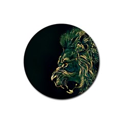 Angry Male Lion Rubber Round Coaster (4 Pack)