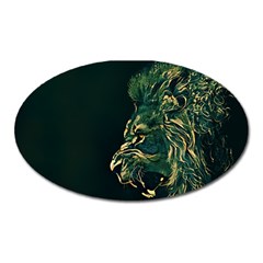 Angry Male Lion Oval Magnet by Mog4mog4