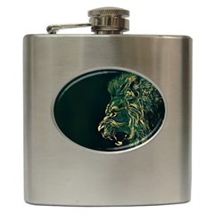 Angry Male Lion Hip Flask (6 Oz) by Mog4mog4