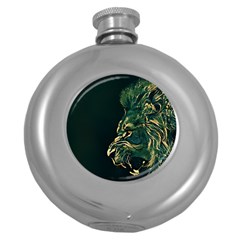 Angry Male Lion Round Hip Flask (5 Oz) by Mog4mog4