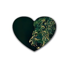 Angry Male Lion Rubber Heart Coaster (4 Pack)