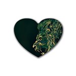 Angry Male Lion Rubber Heart Coaster (4 pack) Front