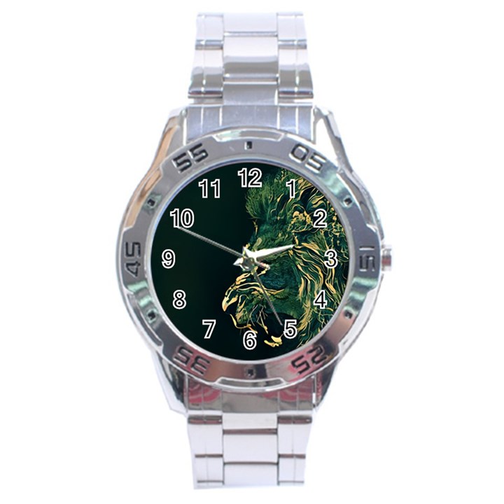 Angry Male Lion Stainless Steel Analogue Watch