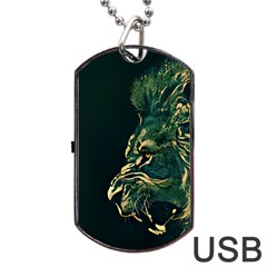 Angry Male Lion Dog Tag Usb Flash (one Side) by Mog4mog4