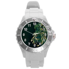 Angry Male Lion Round Plastic Sport Watch (l)