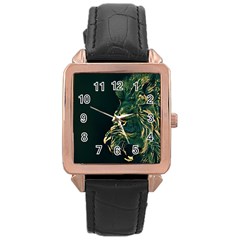 Angry Male Lion Rose Gold Leather Watch  by Mog4mog4