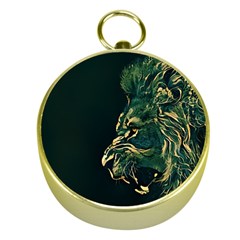 Angry Male Lion Gold Compasses by Mog4mog4