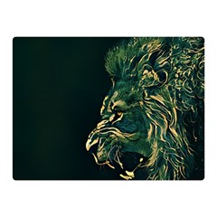 Angry Male Lion Two Sides Premium Plush Fleece Blanket (mini)