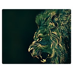 Angry Male Lion Two Sides Premium Plush Fleece Blanket (medium) by Mog4mog4