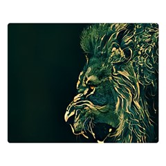 Angry Male Lion Two Sides Premium Plush Fleece Blanket (large) by Mog4mog4