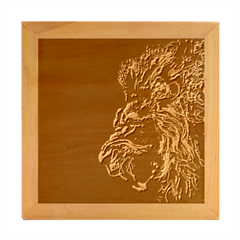 Angry Male Lion Wood Photo Frame Cube